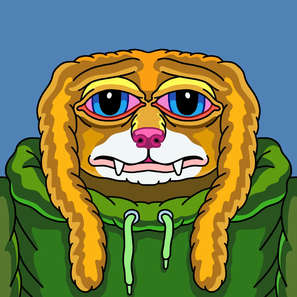 Sadbunny Green Hoodie — Hedz No. 615, recovered original artwork by Matt Furie