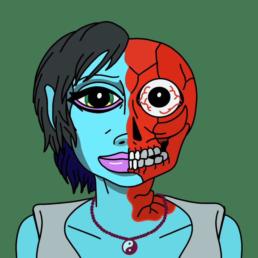 Twoface Bluegirl — Hedz No. 619, recovered original artwork by Matt Furie