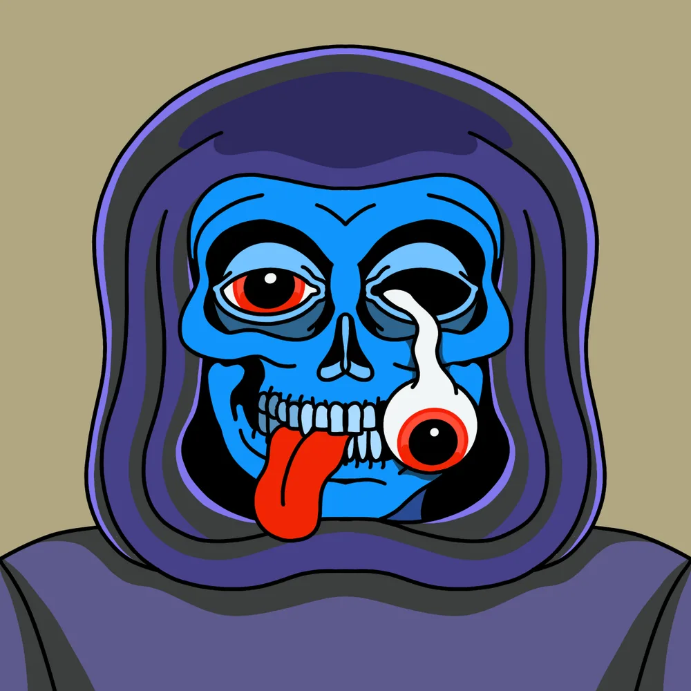 Blueskull Blinkyhood — Hedz No. 629, recovered original artwork by Matt Furie