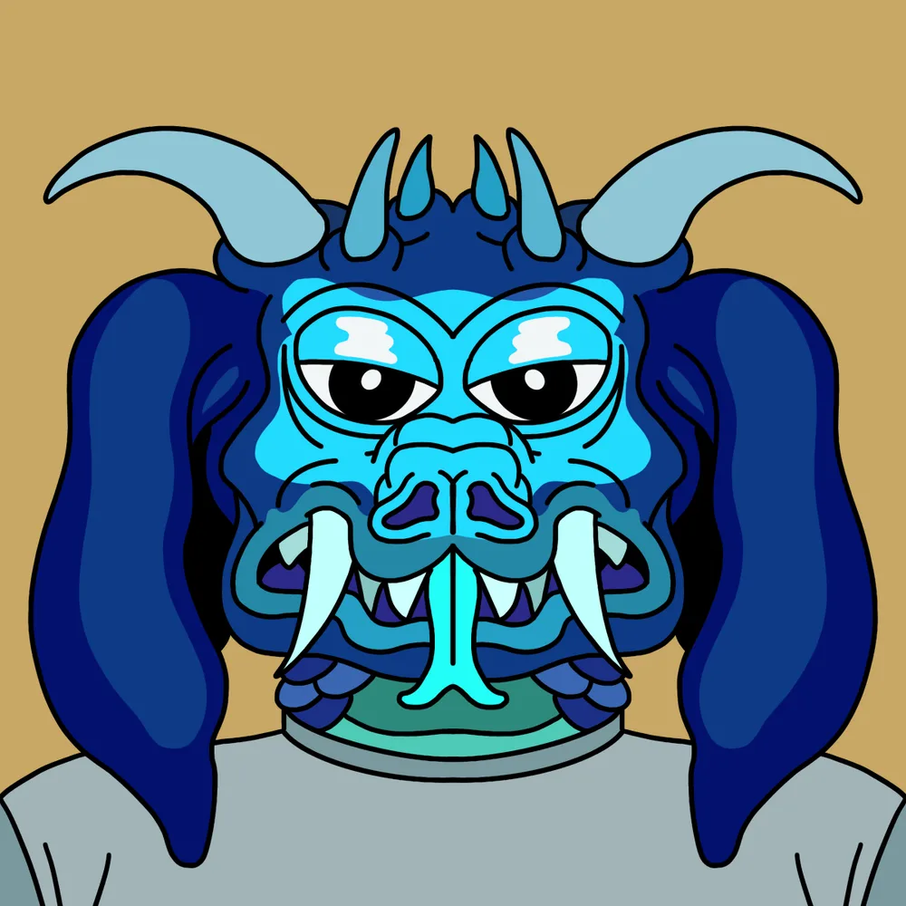 Blue Dragonian — Hedz No. 642, recovered original artwork by Matt Furie