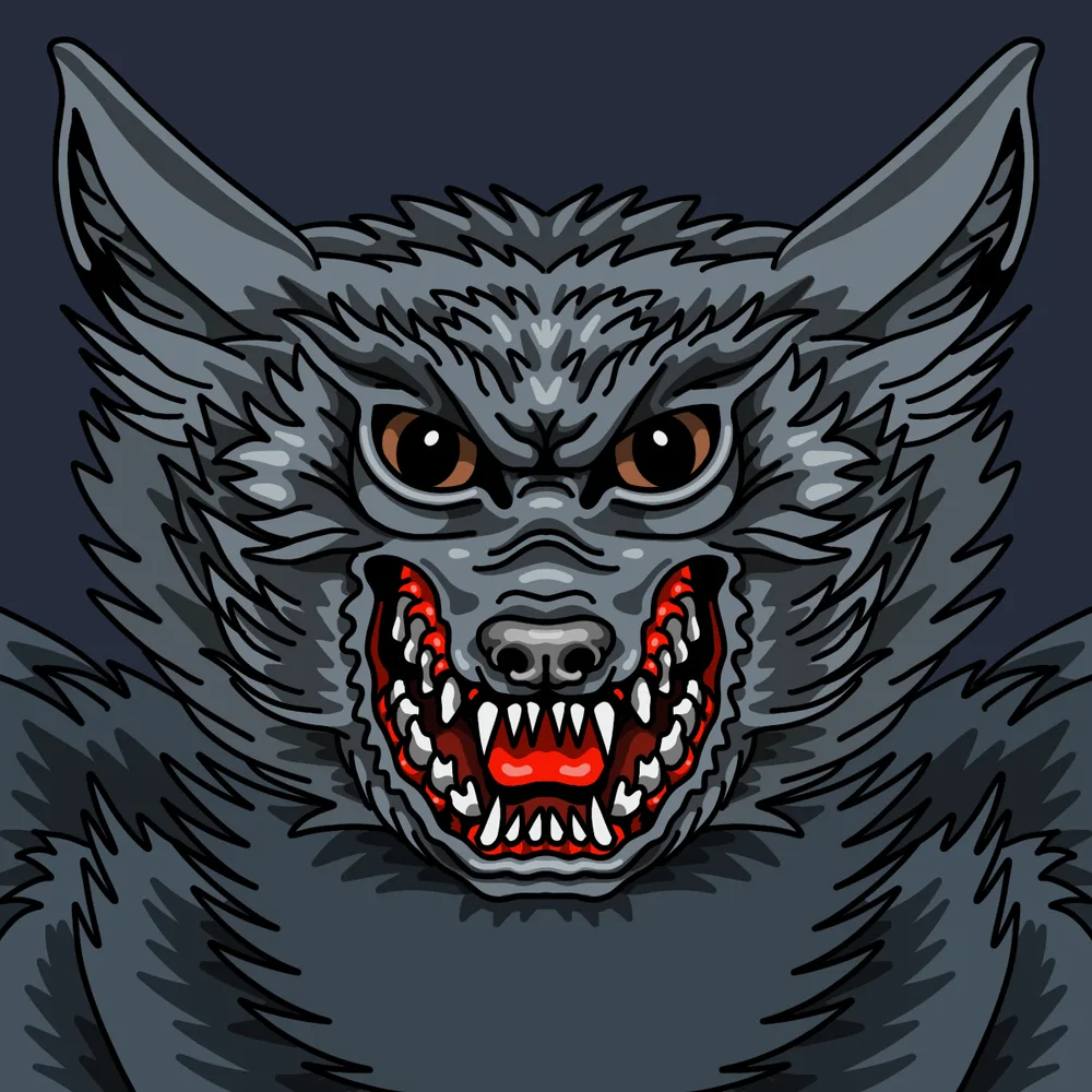 Dark Wolf — Hedz No. 655, recovered original artwork by Matt Furie