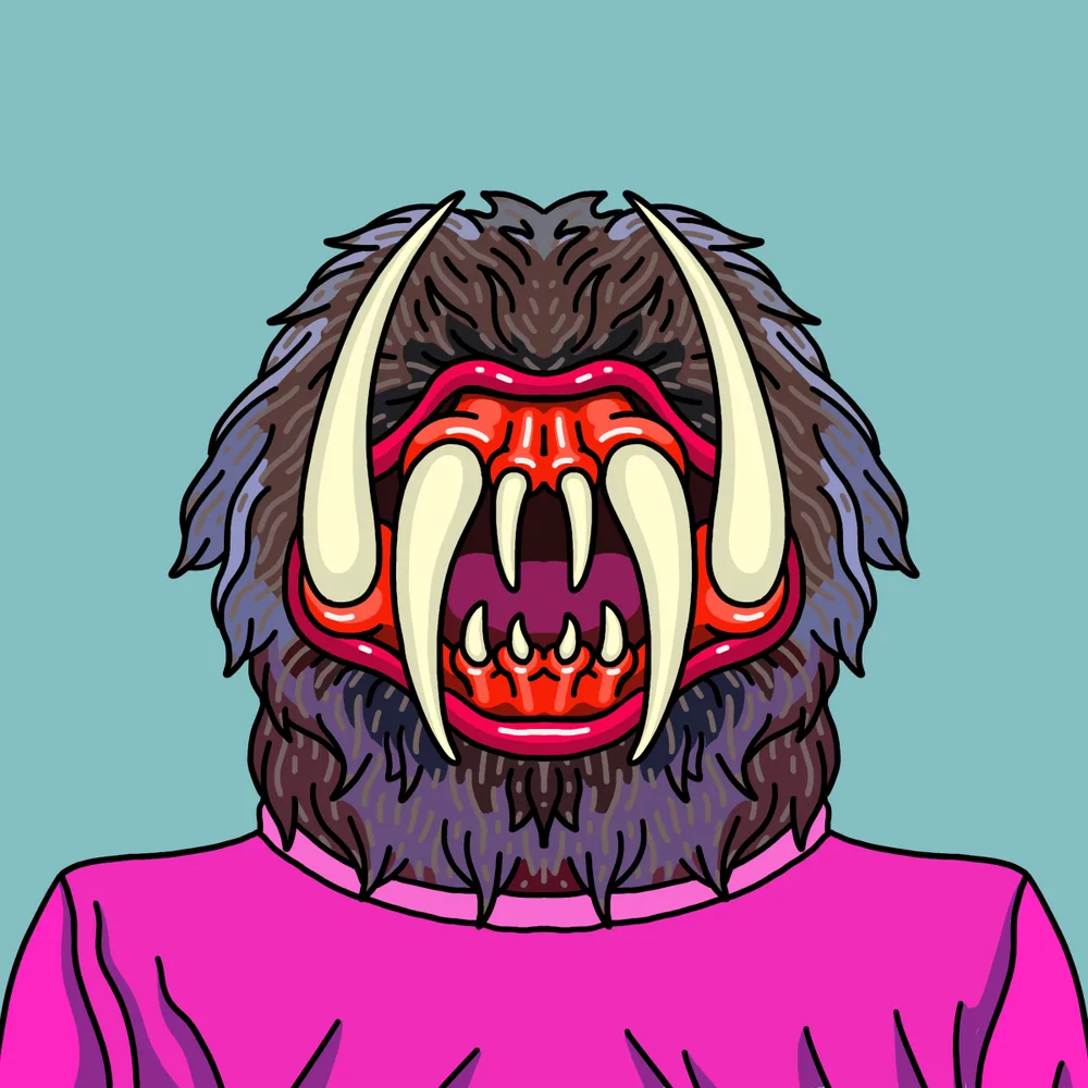 Sharp-tooth Pinkie — Hedz No. 660, recovered original artwork by Matt Furie
