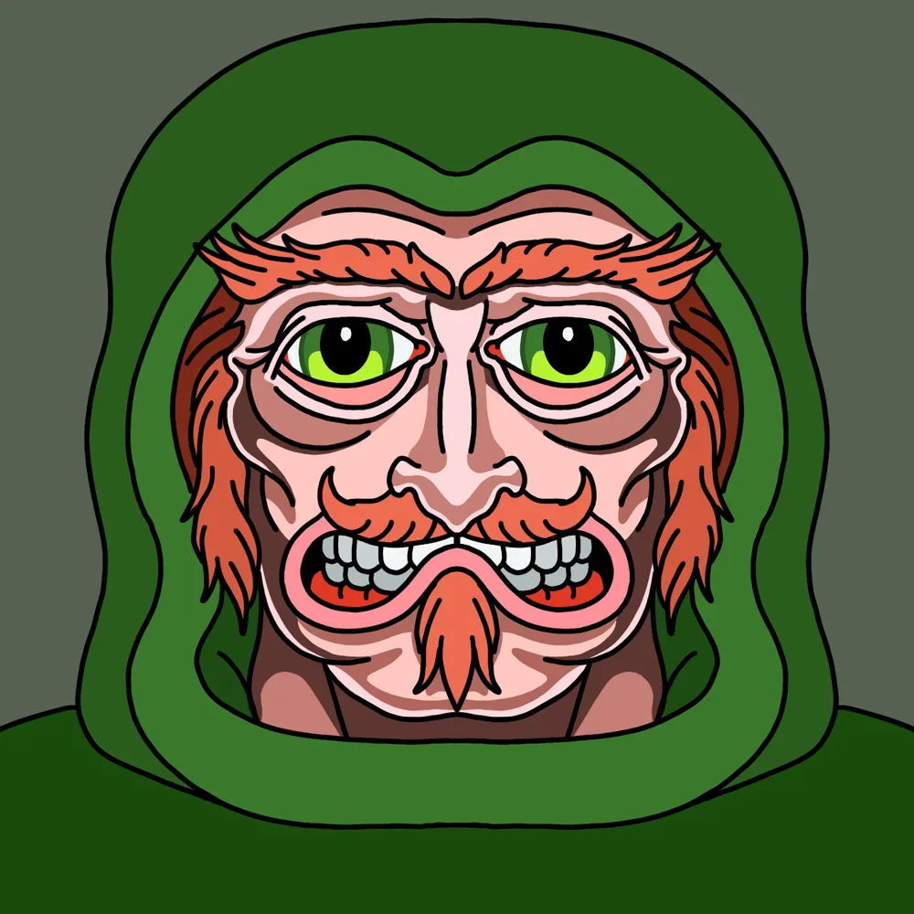 Wizard Redbeard Fellow — Hedz No. 661, recovered original artwork by Matt Furie