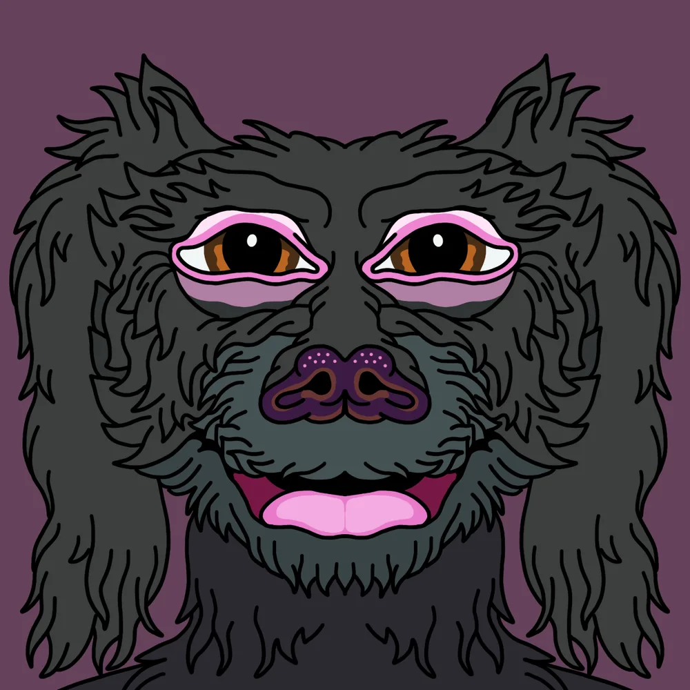 Pinkeye Darkdoggo — Hedz No. 067, recovered original artwork by Matt Furie