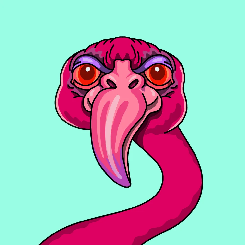 Flamingo — Hedz No. 672, recovered original artwork by Matt Furie