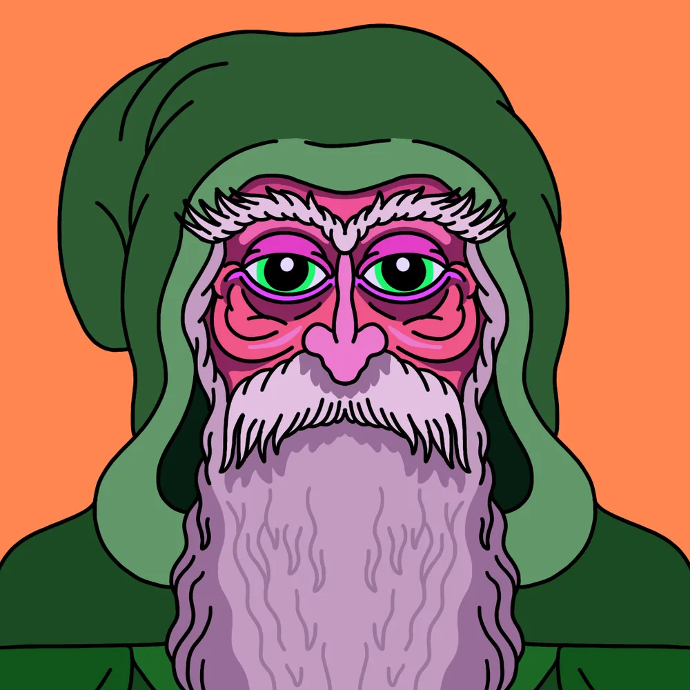 Green Hood Wizard — Hedz No. 680, recovered original artwork by Matt Furie
