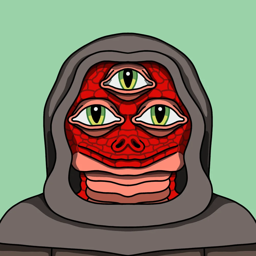 Three-eyes Lizardhooder — Hedz No. 683, recovered original artwork by Matt Furie