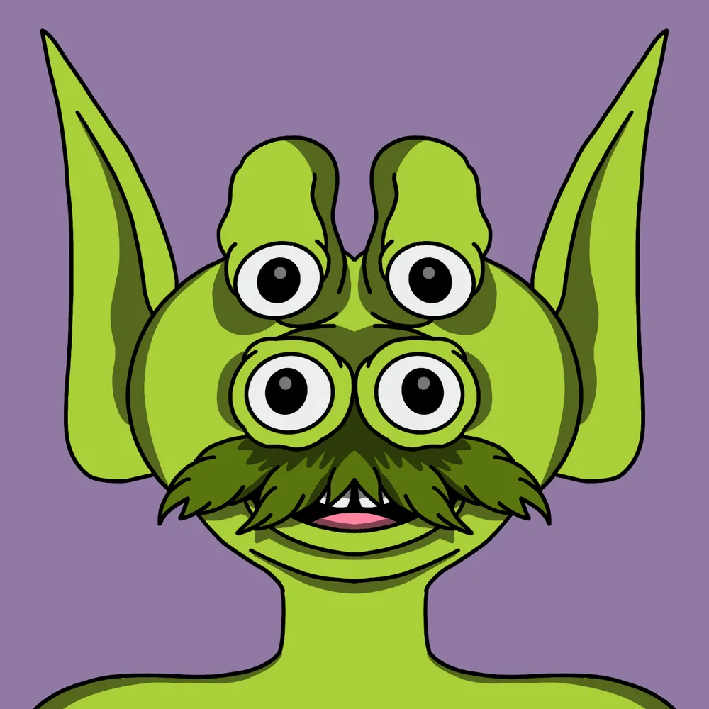 Foureyes Stache-nibbler — Hedz No. 695, recovered original artwork by Matt Furie