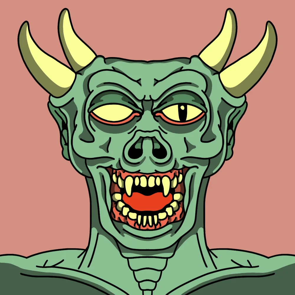 Horny Demon Green — Hedz No. 744, recovered original artwork by Matt Furie