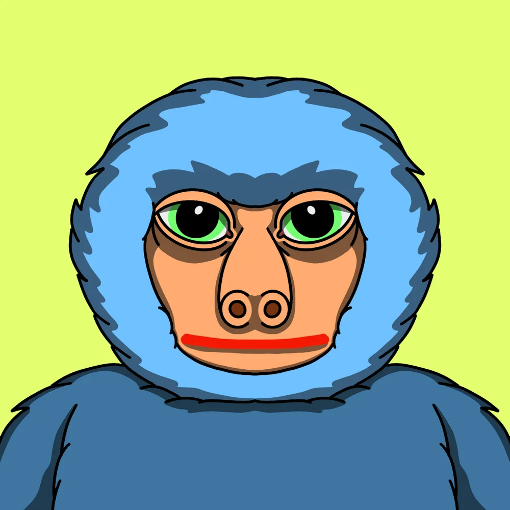 Blue Monkey — Hedz No. 755, recovered original artwork by Matt Furie