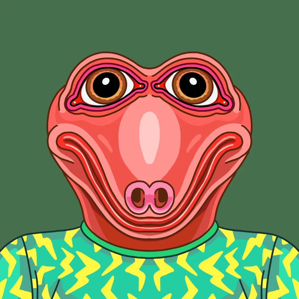 Fleshgator — Hedz No. 757, recovered original artwork by Matt Furie