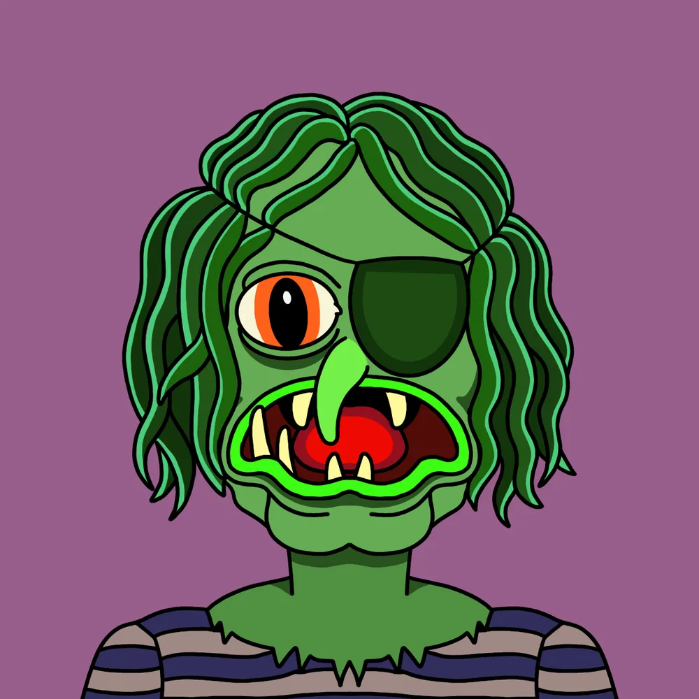 Oneeye Pirate Greenie — Hedz No. 763, recovered original artwork by Matt Furie