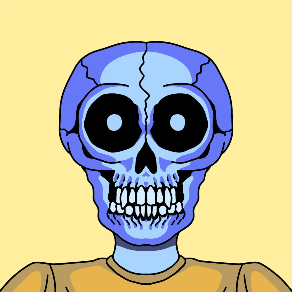 Blue Man Skull — Hedz No. 791, recovered original artwork by Matt Furie