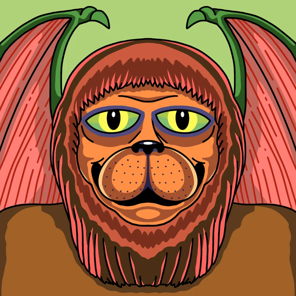 Winged Hugger Brown — Hedz No. 812, recovered original artwork by Matt Furie