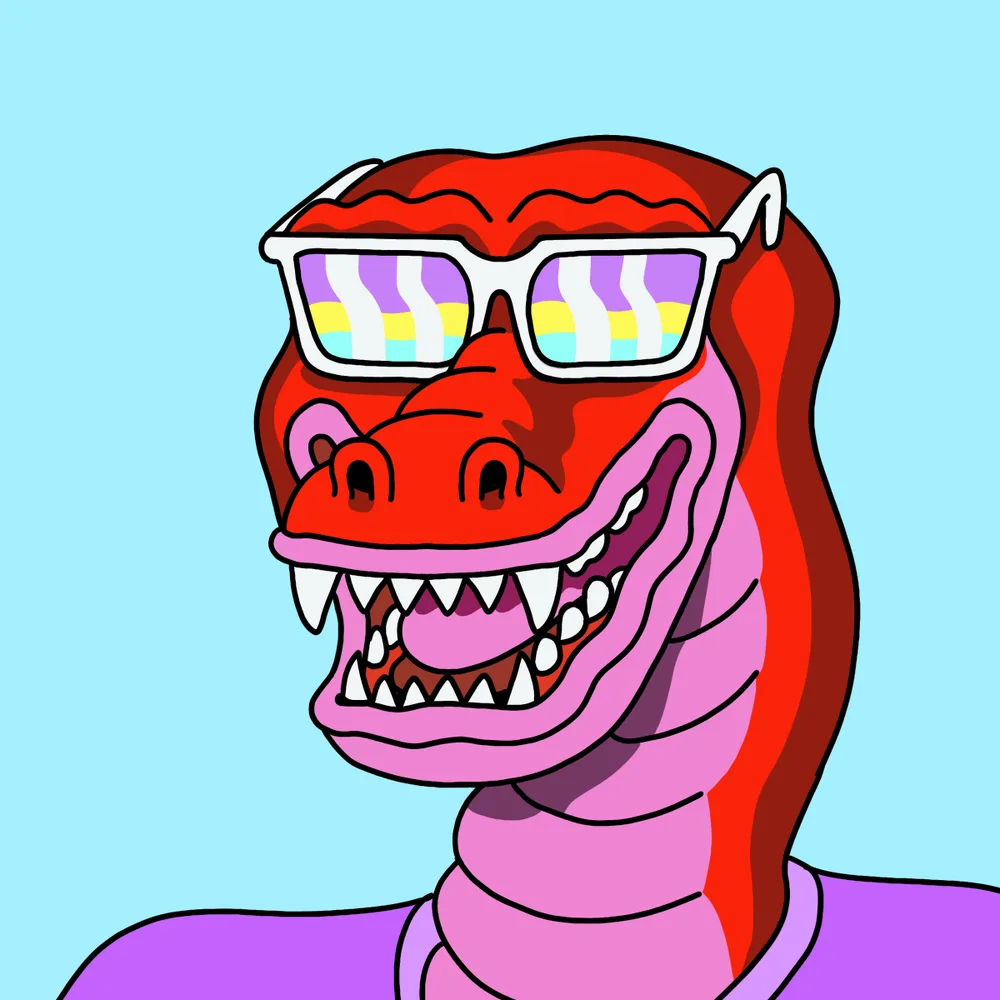Partydino Red — Hedz No. 815, recovered original artwork by Matt Furie