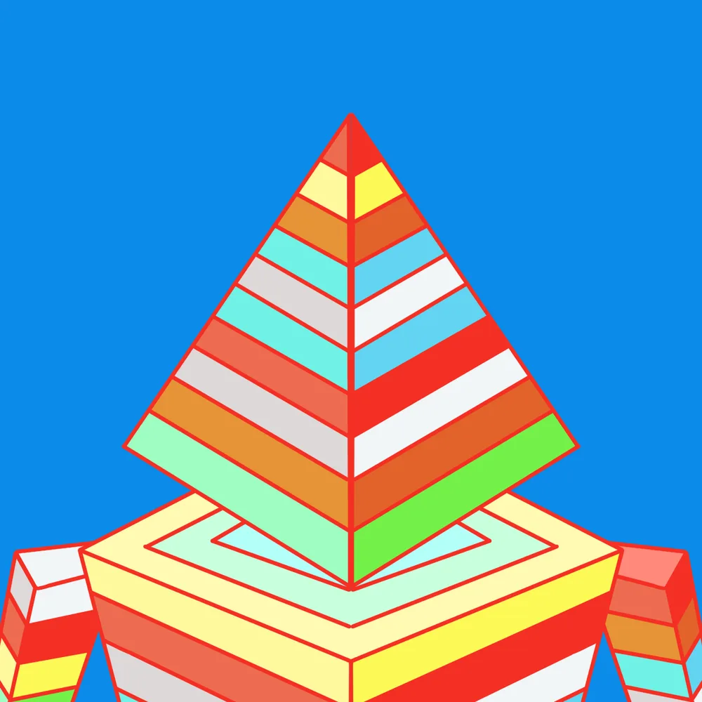 Rainbow Pyramid Schemer — Hedz No. 819, recovered original artwork by Matt Furie