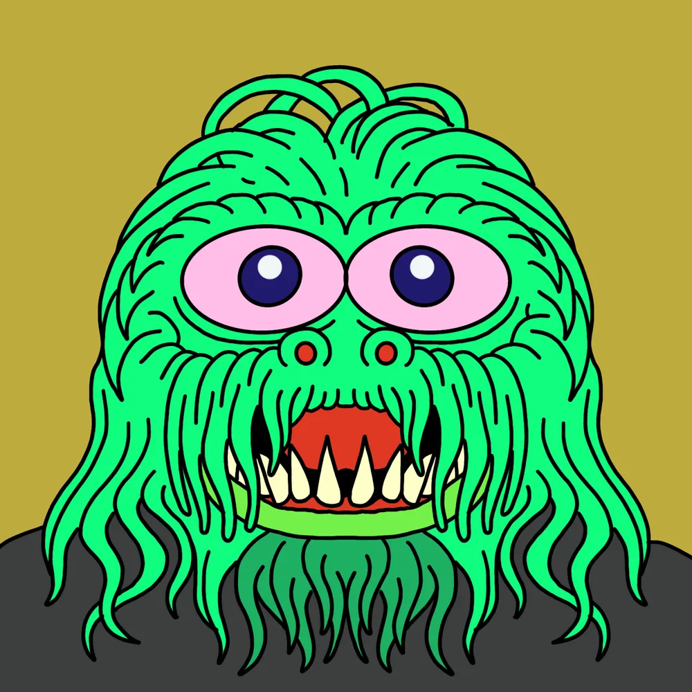Green Fur-face — Hedz No. 836, recovered original artwork by Matt Furie