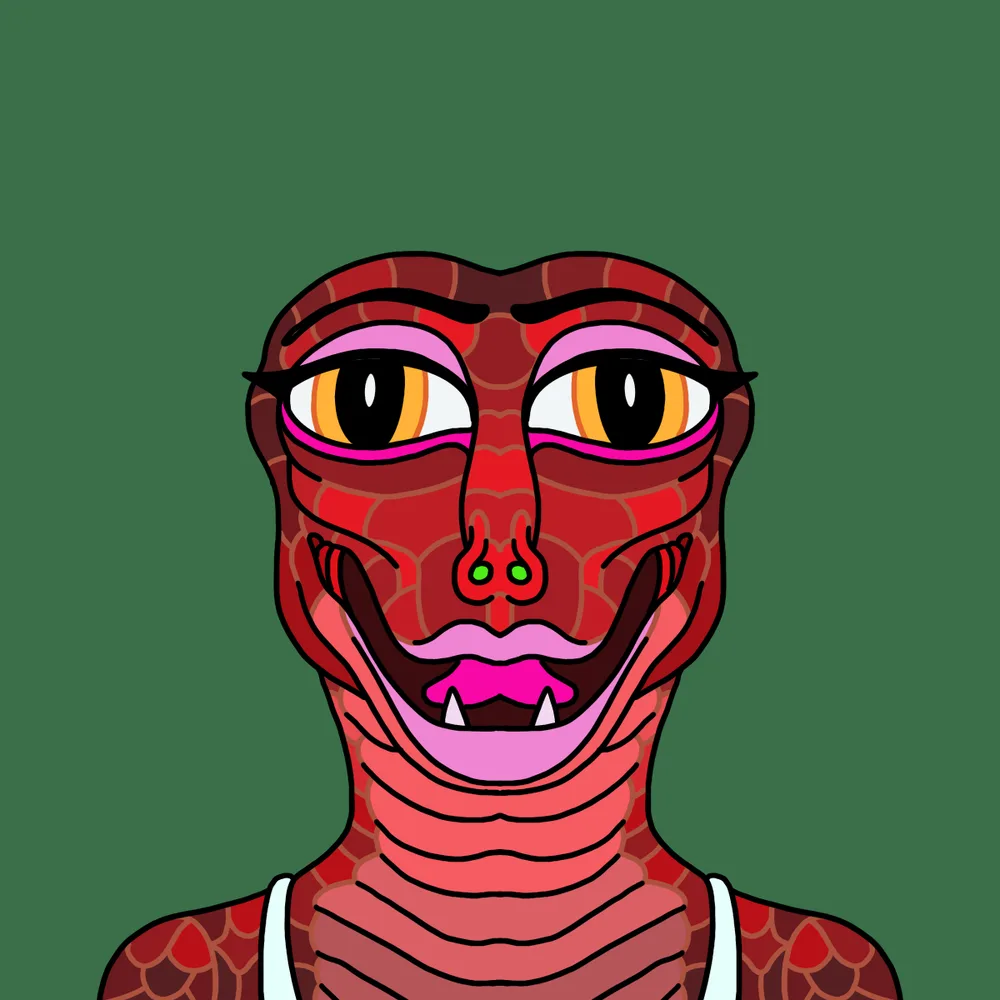 Sweet Red Reptile Smile — Hedz No. 840, recovered original artwork by Matt Furie