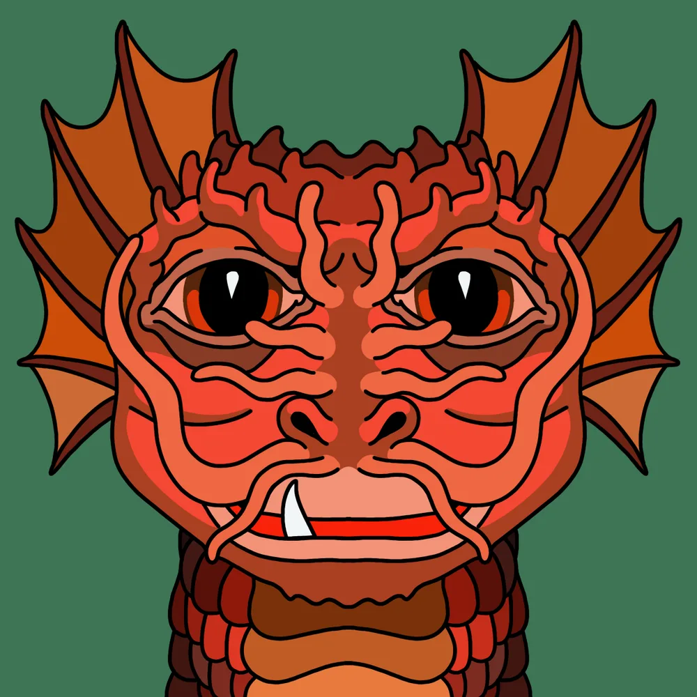 Red Dragonian — Hedz No. 852, recovered original artwork by Matt Furie