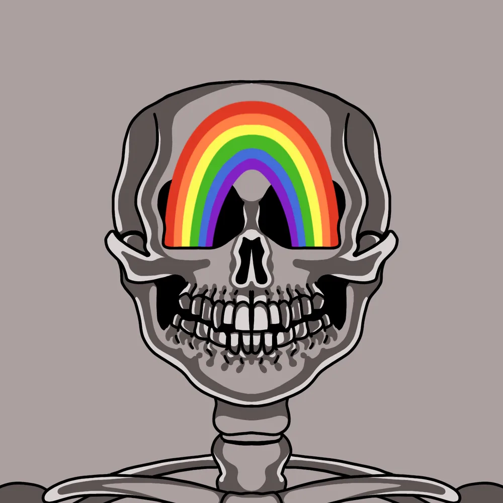 Rainbow Skull — Hedz No. 918, recovered original artwork by Matt Furie