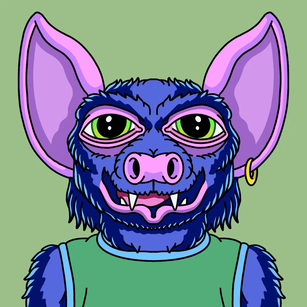 Batface Blue — Hedz No. 919, recovered original artwork by Matt Furie