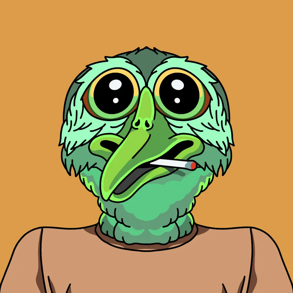 Smokerbird Green — Hedz No. 947, recovered original artwork by Matt Furie