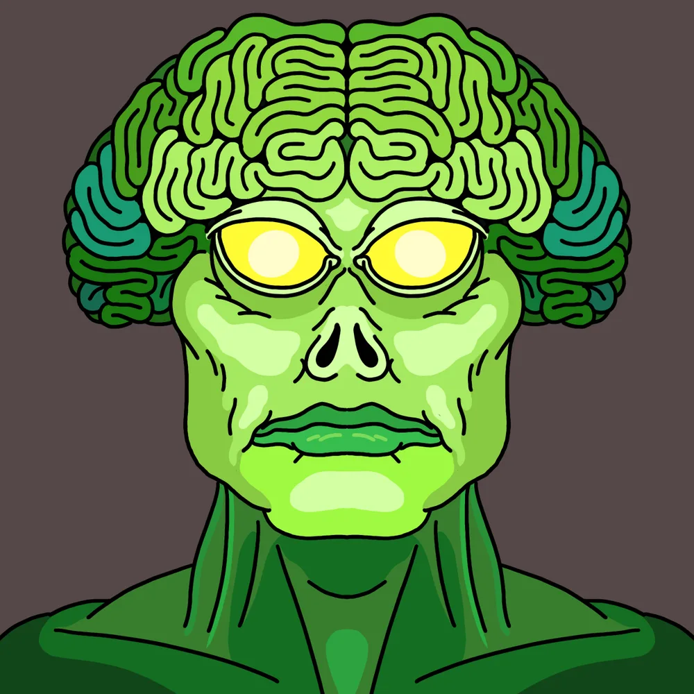 Green Brainiac — Hedz No. 970, recovered original artwork by Matt Furie