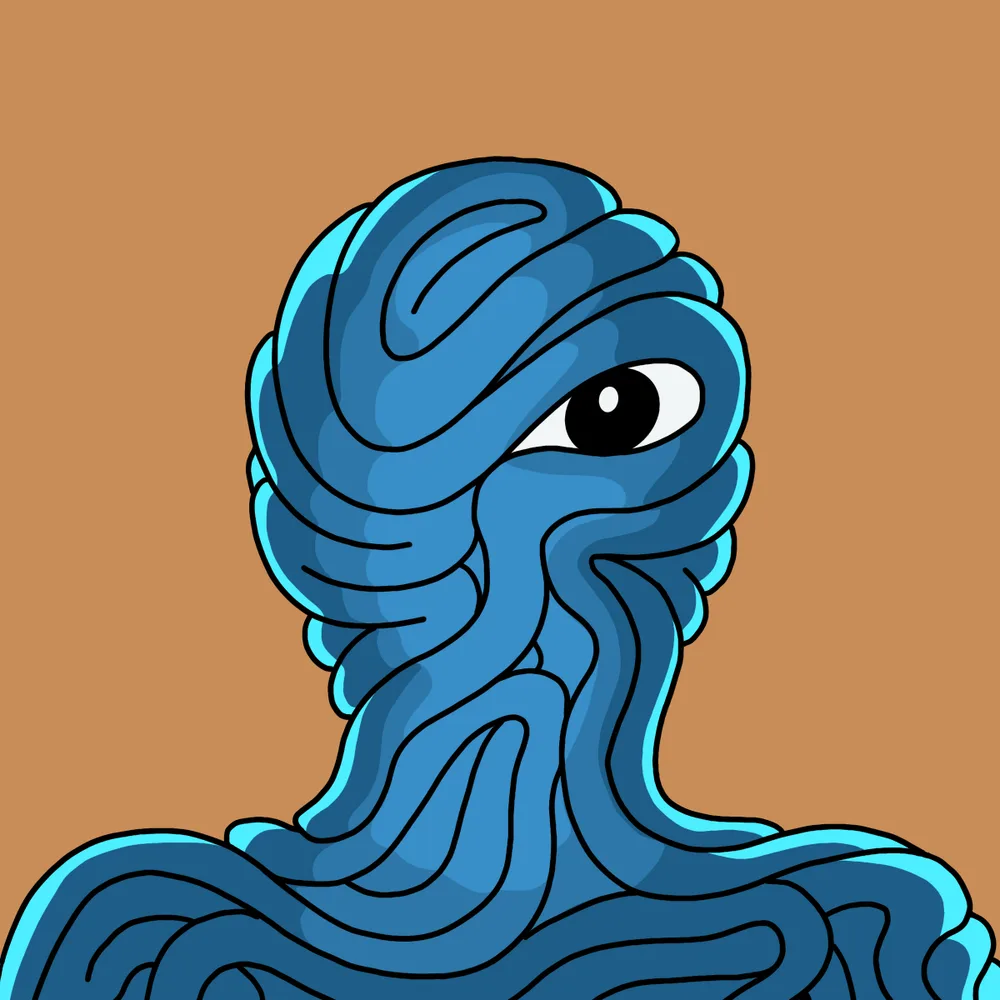 One-eyed Bluebrain — Hedz No. 098, recovered original artwork by Matt Furie