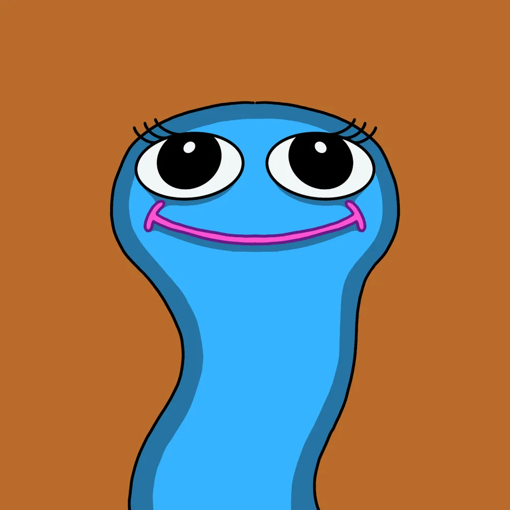 Blue Worm Cutie — Hedz No. 990, recovered original artwork by Matt Furie